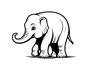Obraz premium Drawing of a cute elephant to color.