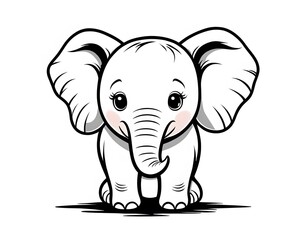 Obraz premium Drawing of a cute elephant to color.