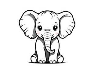 Obraz premium Drawing of a cute elephant to color.