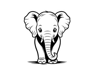 Fototapeta premium Drawing of a cute elephant to color.