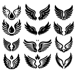 Simple set of wings, Simple set of wings vector icons for web design on a white background.