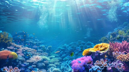 Obraz premium scuba diving photo , underwater photo , coral reef photo , ocean photography , high-detail image 