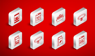 Set line Canned food for cat, dog, Pet carry case, Dog collar, Bag of, Collar and heart and icon. Vector