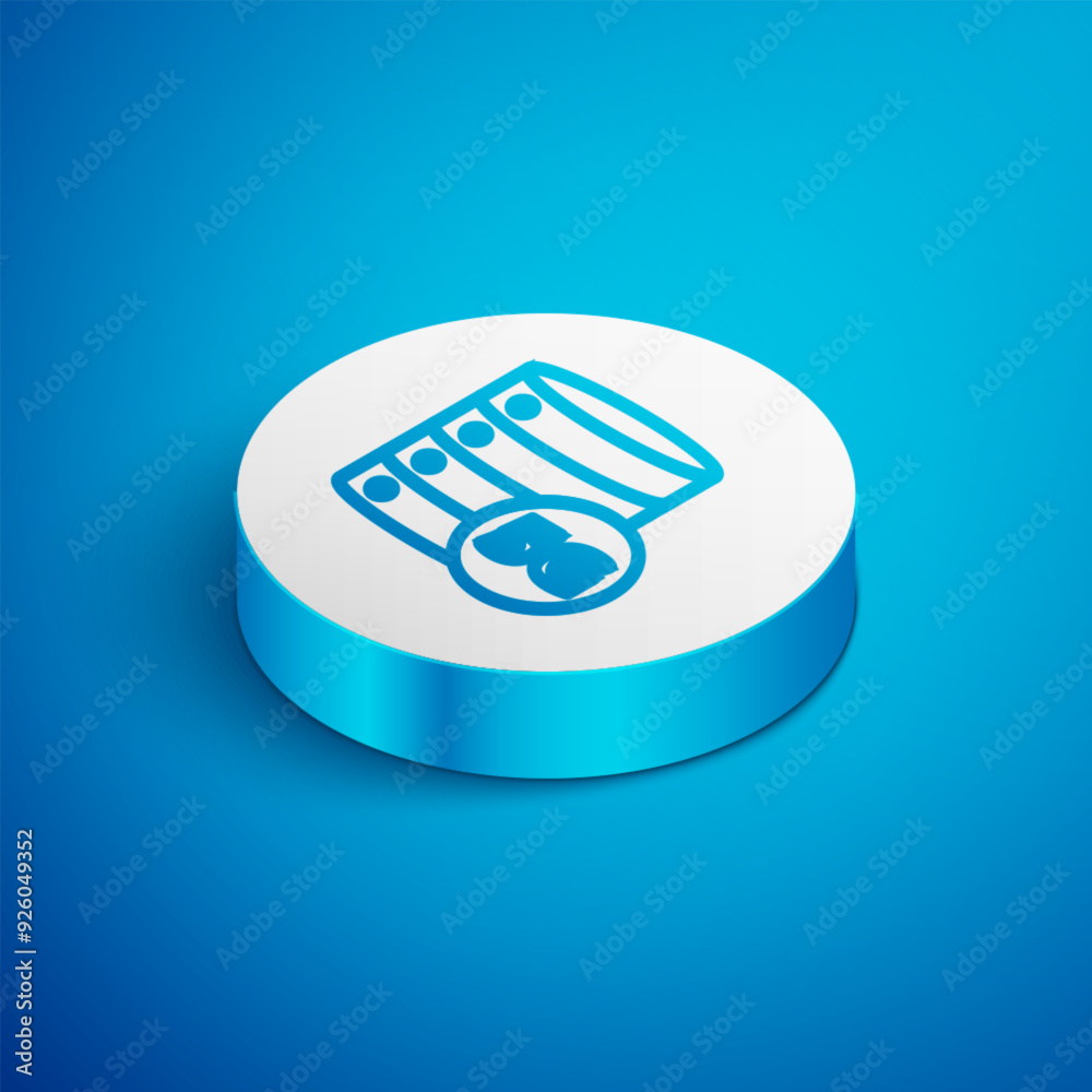 Poster isometric line server 5g new wireless internet wifi connection icon isolated on blue background. glo