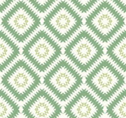 seamless pattern with check type and ikat wave indigo green pattern