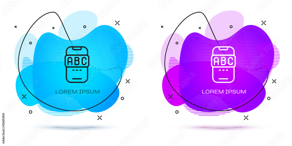Poster line e-learning of different foreign languages through the mobile application icon isolated on white