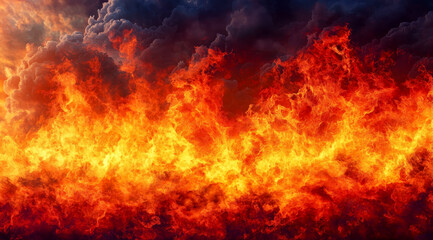 Fototapeta premium Fire flame texture for banner background. Burn abstract lights. Burning big flame.