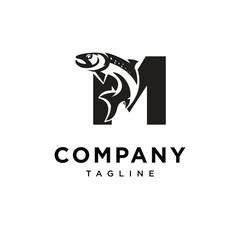 Letter M Salmon Fish Logo Icon vector