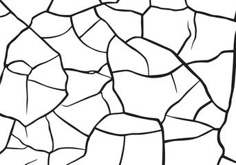 Vector and clip art pattern with many cracks and scratches. Cracked barren desert earth on background banner caused by drought from global warming. Vector illustration of cracked ground.