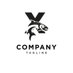 Letter X Salmon Fish Logo Icon vector