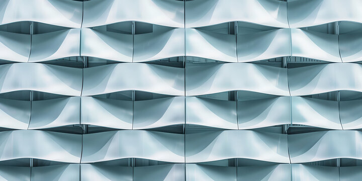 Abstract closeup of a modern architectural facade showcasing wavy patterns and smooth textures