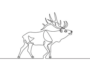 Deer one line draw graphic vector. One line continuous deer animal vector illustration. One continuous drawing of a deer