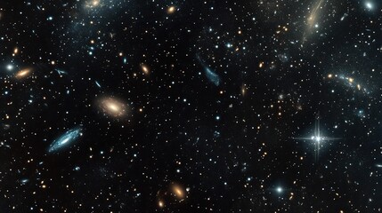 Fototapeta premium A dark, cosmic background with stars and galaxies, ideal for celestial and dreamy designs