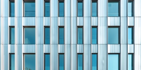 Obraz premium Close-up of a modern architectural facade with reflective glass windows in an urban setting