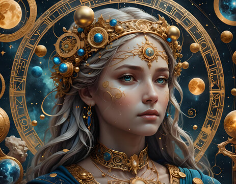 Virgo zodiac 3D fantasy concept