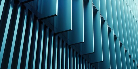 Modern architectural facade with abstract blue tones in urban setting