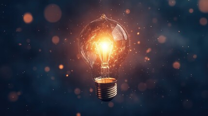 A light bulb radiating brilliant light in a dark space, symbolizing a moment of inspiration and breakthrough