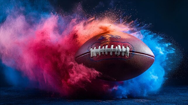 Flaming brown leather football engulfed in fiery passion, a vector icon symbolizing intense competition