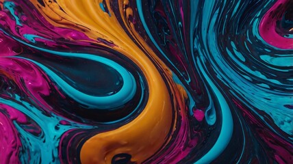 Dynamic Abstract Background with Swirling Vivid Neon Colors