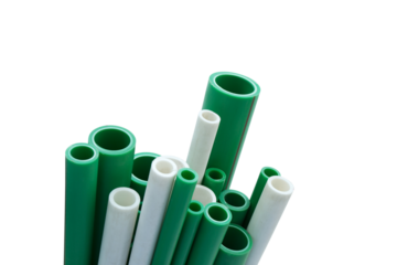 Green and white  PVC Pipes Ready for Action, Durable PVC Pipes