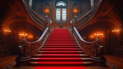 Obraz premium Grand Staircase in a Luxurious Mansion
