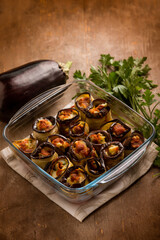 stuffed eggplants rolls with cheese parmesan mozzarella
