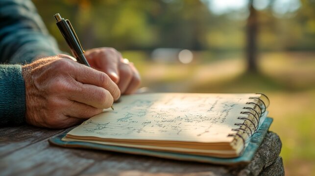 Senior Man Writing in