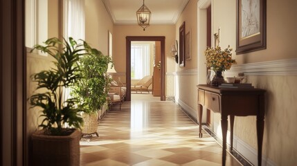 Cozy farmhouse hallway