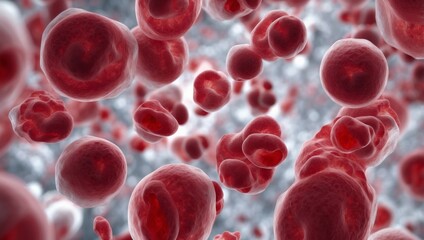 血管の中を流れる大量の赤血球、白血球、血小板のイメージ