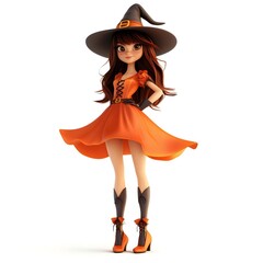 3D cute witch, witchcraft, witch with hat, Happy Halloween, witch queen