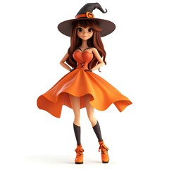 3D cute witch, witchcraft, witch with hat, Happy Halloween, witch queen