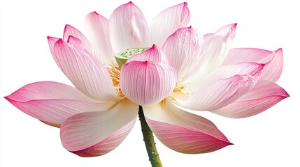 Fototapeta premium Pink lotus flower isolated on white background.