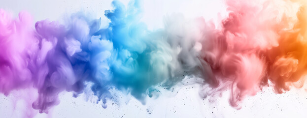 Fototapeta premium Rainbow powder dust explosion background color, abstract