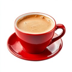 Obraz premium Close up of A red cup of tasty coffee on an isolated white background