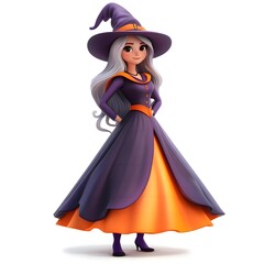 3D cute witch, witchcraft, witch with hat, Happy Halloween, witch queen