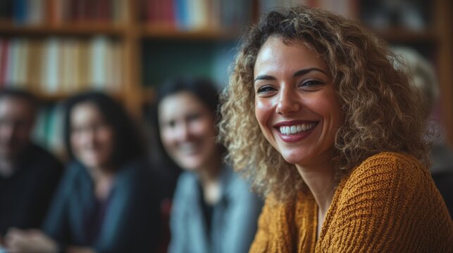 Smiling Woman With Curly Hair