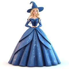 Fototapeta premium 3D cute witch, witchcraft, witch with hat, Happy Halloween, witch queen