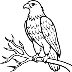 Majestic Eagle Perched on Branch - Vector Illustration, SVG Files, Cricut Files, Cut Files for Cricut & Silhouette, Vector Logo Icon, Vector Clipart, Graphic Element, T-Shirt Graphics