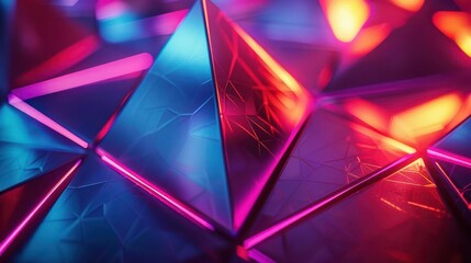 Geometric shapes, futuristic, glowing neon, vibrant colors