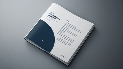 Modern Open Book on Minimalist Gray Surface with Clean Design and Text