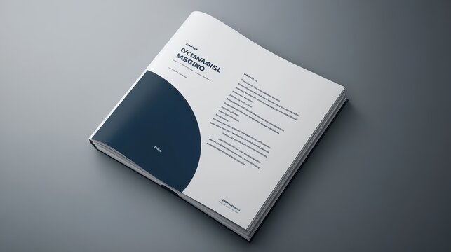 Modern Open Book on Minimalist Gray Surface with Clean Design and Text