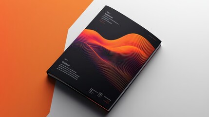 Modern Abstract Brochure Design with Vibrant Orange and Black Color Scheme on Minimalistic Background