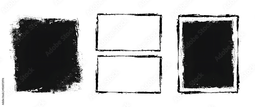 Canvas Prints grunge rectangle frame set. different paint brushed border collection. black chalk or ink rectangula