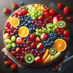 Fresh Fruit Platter with Grapes, Berries, and Citrus