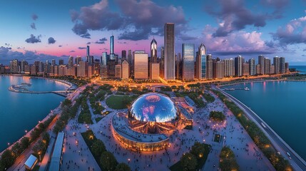 Chicago Skyline at Sunset