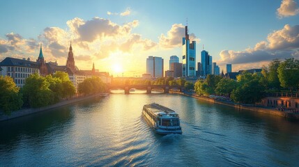 Obraz premium Sunset Cruise on the River