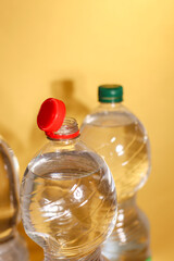attached bottle caps. plastic bottles