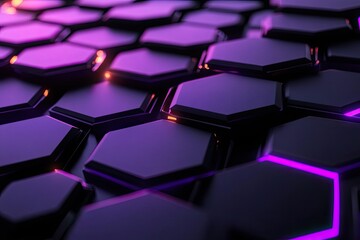 Fototapeta premium Abstract hexagonal pattern with neon lights. Perfect for tech, science, and futuristic themes.