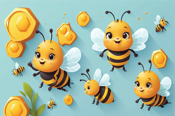 Obraz premium bees and honey flower wing