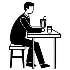 Vector Illustration of Flat Man and Drinking Silhouette – Graphic Design Clipart